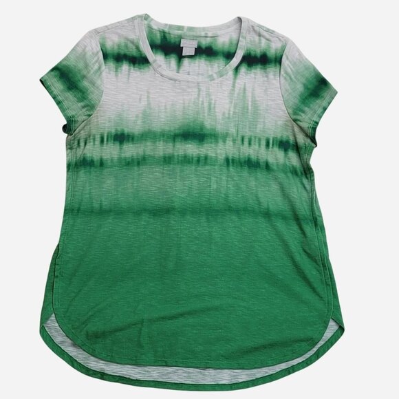 Chico’s Zenergy Green Tie‑Dye Short Sleeve Top | Size 1 / M | Casual Streetwear - Picture 1 of 5